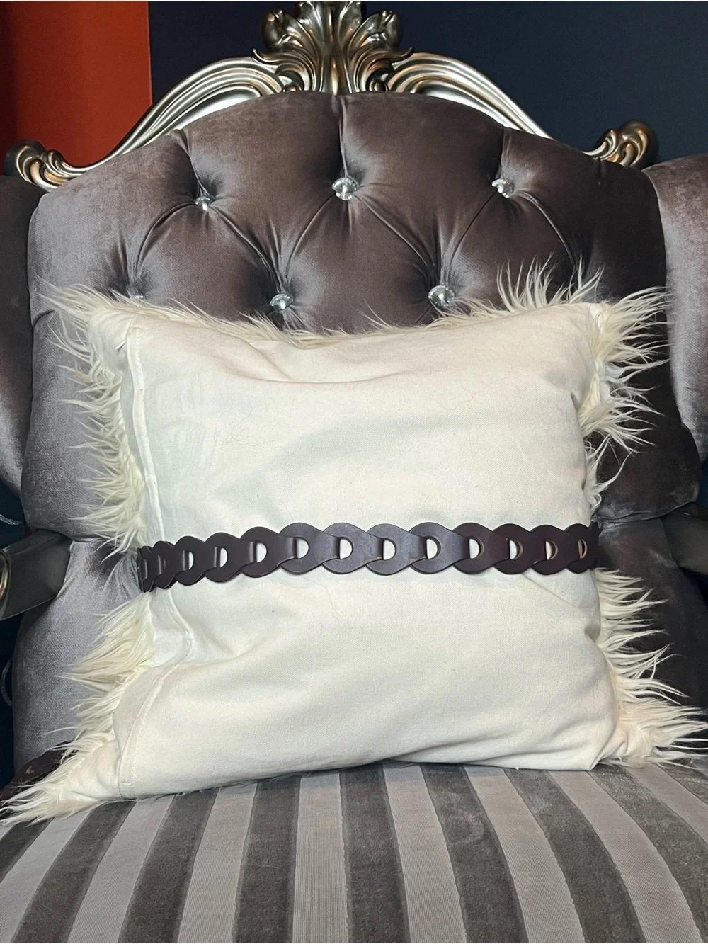 🍇🤎 Deep Aubergine / Dark Plum Interlocking Leather Link Belt ✨🌾